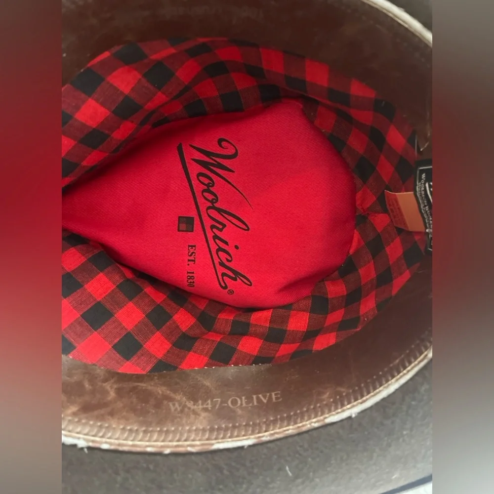 Vintage Woolrich Hat Brown Felted Wool Western Style Leather Hat Strap Fedora - Picture 7 of 8